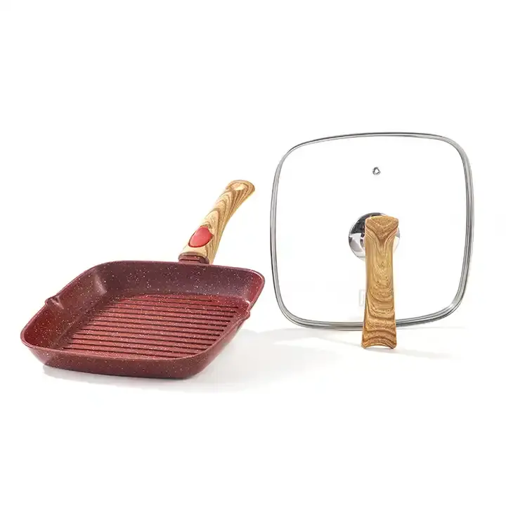 Can Kitchen classic square frying pan with red removable handle Stone-coated Fry Pan