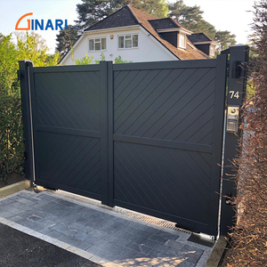 Grande Porte Coulissante Double en Alliage d'Aluminium Porte d'Entrée Automatique pour Villas Jardins Style Industriel Moderne Écologique Résistant aux Intempéries - Product Image 1