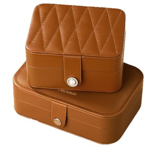 Jewelry <b>Box</b> Pu Leather Storage Case With Mirror Ring Earring Organizer Portable Compact Design For Women Jewelry Organizers - Product Image 5