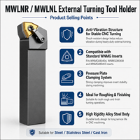 Porte-outil CNC MWLNL pour tournage externe compatible avec les plaquettes WNMG080404/08