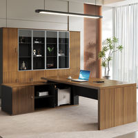 Bureau de Direction en L avec Table d'Appoint