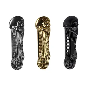 Metallic Skull Portable Aluminum Alloy Folding Man Pocket Beard Comb For SHANGZHIYI