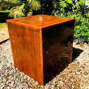 Cubo de Acero Corten, Moderno, Rectangular, Decoración de Jardín para Exteriores, Estilo Bohemio Vintage, Rojo Oxidado, Resistente a la Intemperie - Product Image 1