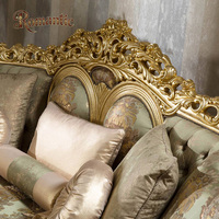 Ensemble de canapés en tissu classique doré de style royal européen, vente chaude, antique, de haute qualité, ensemble complet de canapés pour salon