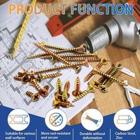 Lot de 80 vis à bois assorties, 3,5x25, 4x30, 4,5x40, vis autotaraudeuses en bois zinguées, OEM et ODM pris en charge