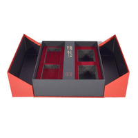 Boîte cadeau en papier rigide à double ouverture, impression personnalisée, boîte d'emballage de luxe pour thé rouge avec insert en mousse