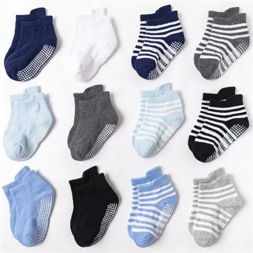Amazon Hot Sale Non-slip Dispensing Children's Socks Cotton Anti Slip Ankle Toddler Kids Boys Girls New Born Baby Socks