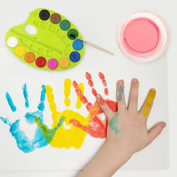 12 색 아이 수채화 페인트 세트 팔레트 페인트 브러시