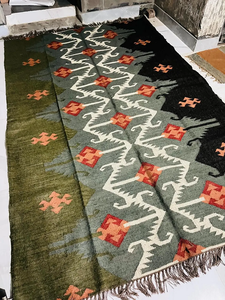 Alfombra Kilim de Yute y Lana Hecha a Mano |   Alfombra Tribal Geométrica Boho para Sala de Estar, Dormitorio, Decoración Rústica para el Hogar - Product Image 6