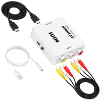 Mini Convertidor AV a HDTV 1080P con Escalador, Kit Completo, Entrada RCA CVBS AV a Salida HDTV, Adaptador con Cables, Certificado CE