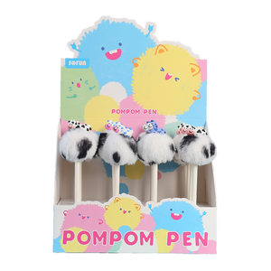 ปากกาลูกลื่นปากกาขนวัวสีดำและสีขาวน่ารัก - Product Image 5