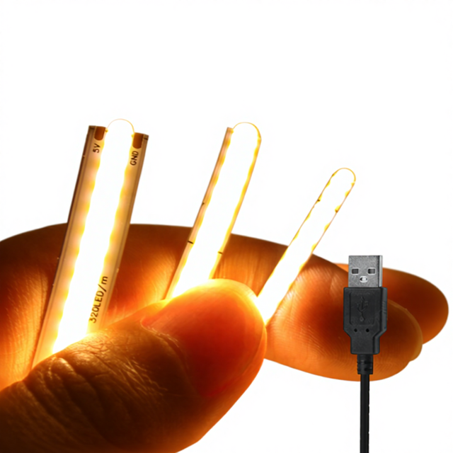 DC 5V USB COB Strip 3MM 5MM 8MM White/Pink/Red/Yellow/Ice Blue/Green Flexible Ribbon Rope Outdoor 3000K/4000K/6000K 320 LEDs/m
