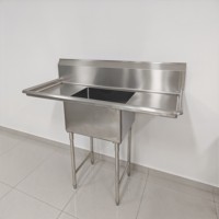 Commerciële RVS 304 201 zilveren moderne enkele spoelbak van staal voor cateringkeukens
