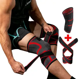 조정 가능한 벨트 통기성 무릎 보호대가있는 피트니스 파워 리프팅 압축 보호 슬리브 도매 무릎 지지대