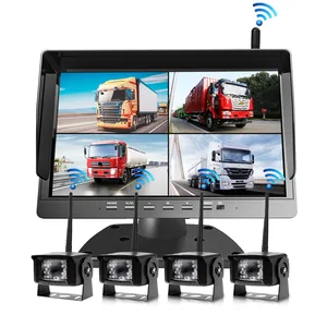 10 polegadas 1080P Digital Wireless Camera System Invertendo Aid Caminhão Pesado MDVR 256GB Quad Screen com 4PCS Wireless Backup Camera