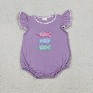 New Baby Girls Boys Fish Applique Short Sleeve <b>Top</b> Striped Shorts Outfit <b>Bubble</b> Romper Sibling Matching Clothes for Toddlers - Product Image 3
