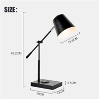 Lampe de table LED en métal style ferme, commande tactile, chargement sans fil QI, culot E14, lumière chaude (2700K), éclairage pour étude/lecture