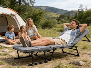 Cama Plegable Portátil <span class=keywords><strong>para</strong></span> Acampar al Aire Libre con Correa de Almacenamiento, Estructura Metálica Resistente <span class=keywords><strong>para</strong></span> Acampar, Patio, Reuniones y Ocio - Product Image 4