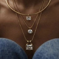 Pendentif en zircon, chaîne en acier inoxydable, collier ras du cou haut de gamme pour femmes, bijoux de luxe de qualité supérieure