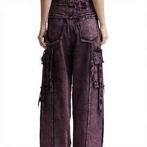 Pantalon cargo utilitaire en jean pour femme Haven Apparels, respirant, léger, coupe ample, multi-poches, décontracté, été, vente en gros, OEM - Product Image 2