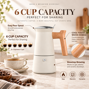 <span class=keywords><strong>Caffettiera</strong></span> Moka in Acciaio Inox con Logo Personalizzato, <span class=keywords><strong>4</strong></span>/6/9 Tazze, Stile Italiano, per Espresso <span class=keywords><strong>da</strong></span> Fornello, con Manico in Legno - Product Image 3