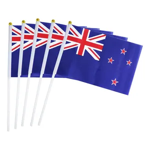 Wholesale Round Top National Country Handheld Small Mini Flag New Zealand Hand Held Flag New Zealander Stick Flag