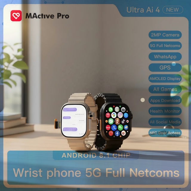 New 4G/5G Android Smart Watch 2.06" TFT HD AMOLED Screen SIM Calling Camera Answer Calls Payment Unisex Best Gift for Adults