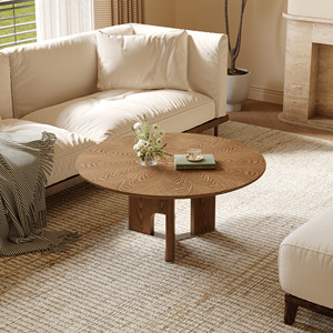 Modern Durable Decorative Round Ash Wood Veneer <b>Coffee</b> <b>Table</b> for Small Living Room - Product Image 2