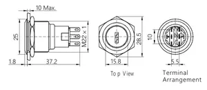 ONPOW GQ22-A-11Y/21/12V/Sメタルプッシュボタンスイッチ