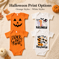 Produk Baru 100% Katun Baju Bayi Halloween Lengan Pendek Motif Labu Romper Bayi 0-24B