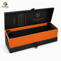Boîte d'emballage cadeau de luxe avec fermeture magnétique personnalisée en or et logo UV pour bouteille de vin