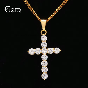Hip Hop Men's Jewelry Copper Inlaid AAA Zircon <b>Cross</b> Pendant Personalized Versatile Necklace - Product Image 1