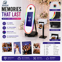 Cabina de Fotos Inteligente con Espejo Mágico, Pantalla Táctil Completa, Luces RGB, Impresión Instantánea, Moderna y Elegante, para Fiestas