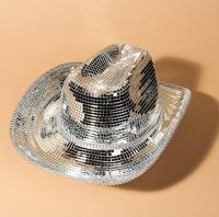 Haute qualité Performance populaire verre argent fête scène Costume miroir à la main Disco chapeau