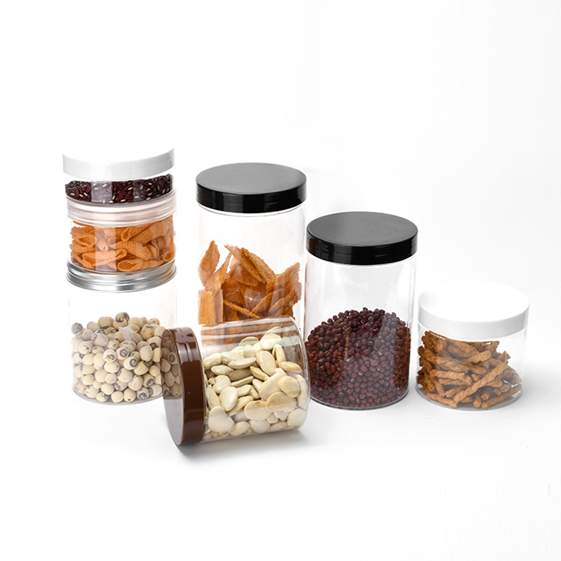 Tiger Hot Sale 300ml 500ml 1000ml PET Clear Food Grade Plastic Cosmetic Jars with Aluminum Lid Customized Printing Logo Accepted