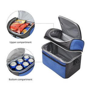 Portable Price Lunch Cooler Bag Thermal Lunch Tote Bag Custom logo Wholesale Cooler Dual Compartment Lunch Bag - Product Image 3