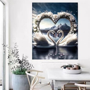 XIXI Diamond Painting Série Paysage Animalier Lac aux Cygnes, Art de Broderie Acrylique Peint à la Main, pour une Ambiance Sophistiquée - Product Image 3
