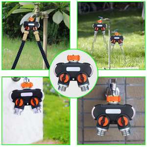 Grifo de Jardín con Doble Salida, Divisor de Aleación de Aluminio Forjado, Fácil Instalación, Conector de Manguera, Uso en Exteriores - Product Image 1