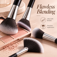 Ensemble de pinceaux de maquillage professionnels OEM ODM, poils synthétiques doux, manche noir, outils de beauté