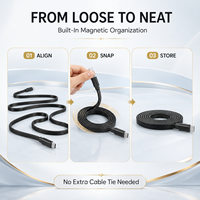 Câble de charge rapide USB C vers USB C 60W, magnétique, auto-organisant, plat, en nylon tressé, type C, pour ordinateur portable et téléphone