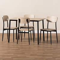 Table à manger moderne en MDF+PVC avec 4 chaises, design simple, pour appartement et hôtel, ensemble de meubles pour salle à manger/salon DS-641