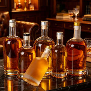 Bouteille en verre dépoli transparent vide de 100 ml, 200 ml, 375 ml, 500 ml, 750 ml, 1000 ml pour Vodka, Liqueur, Vin, Whisky, Brandy, Tequila, Spiritueux Artisanaux - Product Image 2