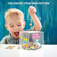 Tirelire cylindrique en acrylique multi-tailles, boîte cadeau transparente pour économiser de l'argent, coffre-fort carré pour pièces de monnaie, pour enfants et adultes