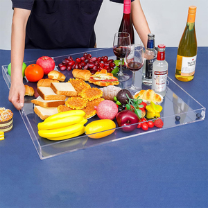 22x22 inch rõ ràng Acrylic mạnh mẽ phục vụ khay trang trí Ottoman Bàn cà phê khay nước bằng chứng giường khay truy cập kệ trưng bày - Product Image 6