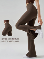 Celana Yoga Wanita High Waisted Flare dengan Belahan di Pinggir, Legging Kaki Lebar, Bahan Lembut Seperti Kulit Kedua, Tanpa Jahitan, Pakaian Olahraga