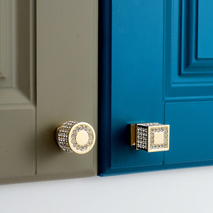 <b>Gold</b> Diamond Inlaid <b>Cabinet</b> Handle Bar Zinc Alloy Minimalist Wardrobe Drawer Door <b>Knob</b> Hardware Furniture Pulls - Product Image 3
