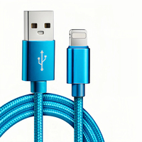 Kabel Data Sinkronisasi TPE Berlapis Nilon Tahan Lama Tipe-A 8 Pin PD Pengisian Cepat 1m Kompatibel iPhone untuk Ponsel Android