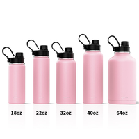 Bouteilles d'eau isothermes à double paroi en acier inoxydable, anti-fuite, sans BPA, avec paille, pour bouteilles à large ouverture de 32oz/40oz/64oz
