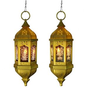Décoration de festival islamique musulman, porte-bougies hexagonaux décoratifs dorés marocains, cadeaux, lanterne du Ramadan - Product Image 1