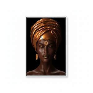 Boho African Woman Stained Glass Printed <b>Canvas</b> Artwork, Elegant Wall Decor,WHITE <b>FRAMED</b> <b>CANVAS</b> - Product Image 2